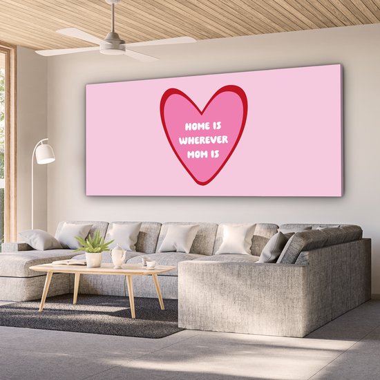 Tableau sur toile 160x80 cm - Décoration murale exclusive Citation - Mère - Rose - Décoration murale salon - Décoration chambre - Accessoires chambre - Peintures sur toile - Cadeau fête des mères - Cadeau pour maman