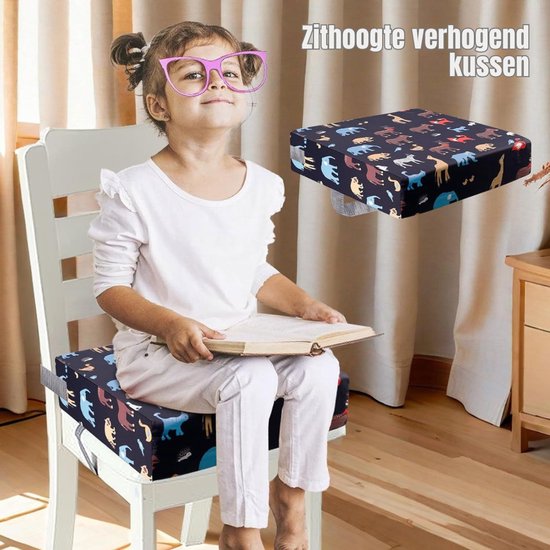 Stoelverhoger voor Kinderen - 8 cm Verhoogkussen - Zitverhoger voor Eettafel & Eetkamerstoel - Peuter Stoel verhoger - Stoelkussen waterdicht - Lichtgewicht & Veilig met Riemen — afbeelding 5