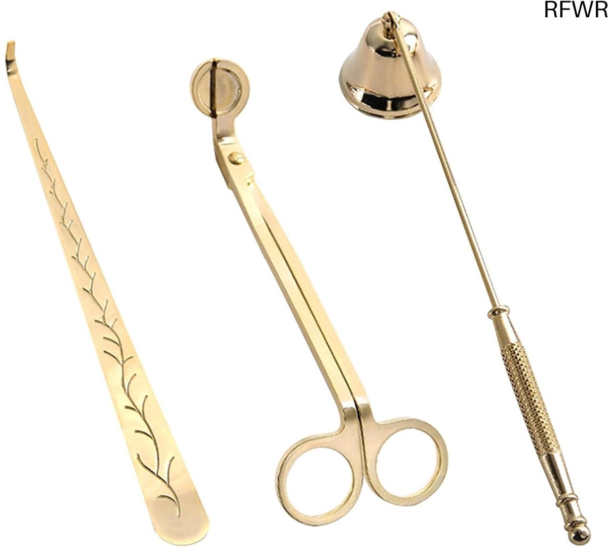 RFWR® Kaarsen Accessoire Set - Wick Trimmer, Wick Dipper en Kaarsendover - Set van 3 stuks van Roestvrij Staal