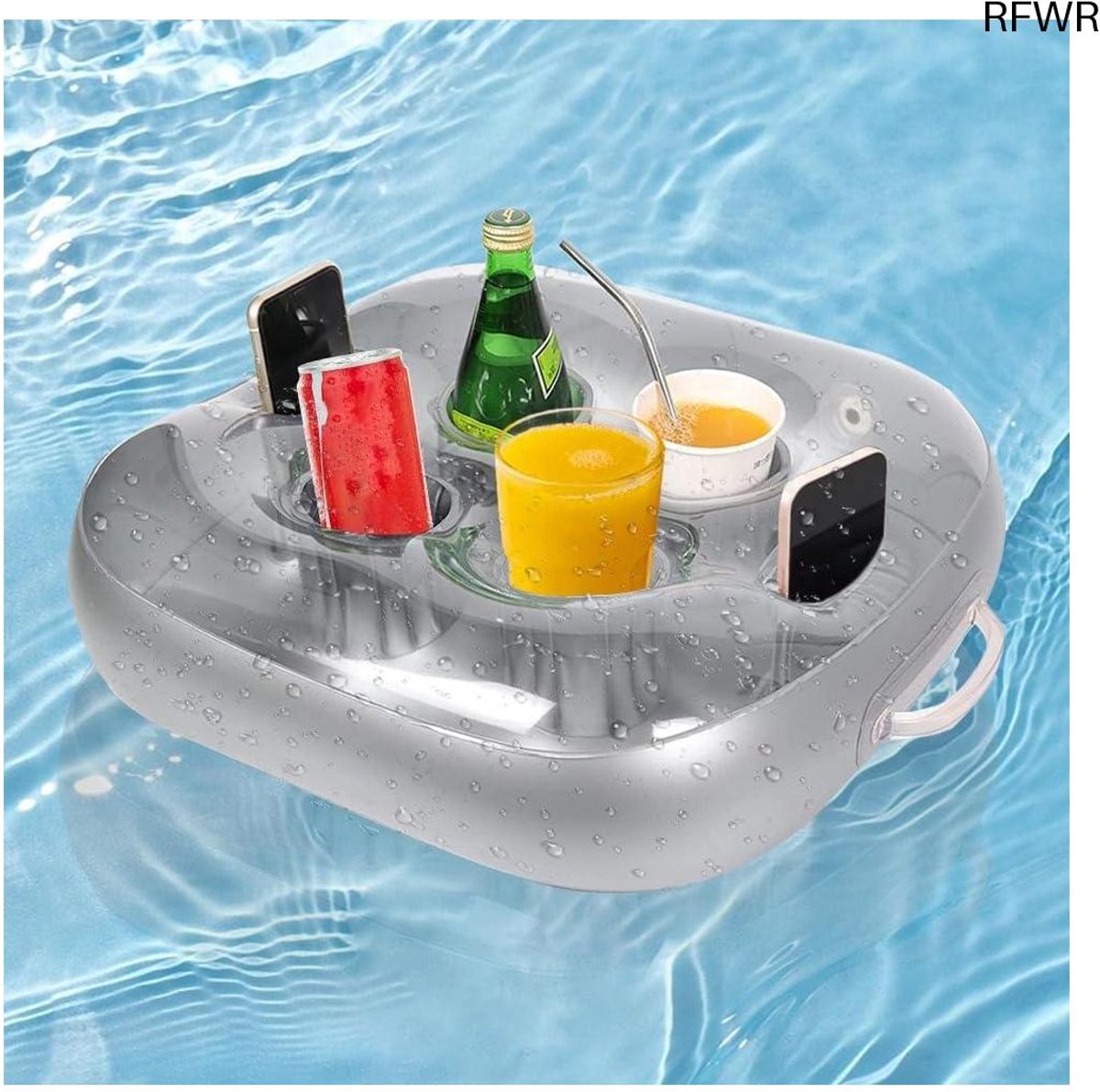RFWR® Drijvende Bekershouder voor Zwembad - Opblaasbare Drinkaccessoire met 4 Houders