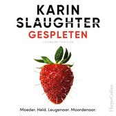 Boek "Gespleten" van Karin Slaughter met een rode aardbei met stekels, HarperCollins.