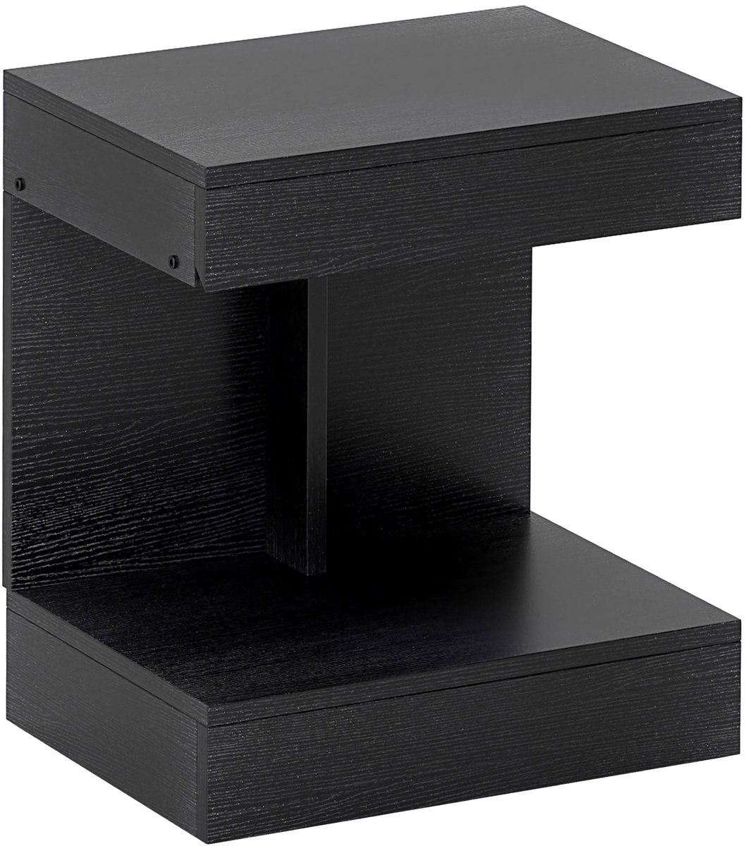 Merax Nachtkastje Zwart – Hout – Met Lade en Open Opbergvak – Moderne Bijzettafel – 40x30x46 cm