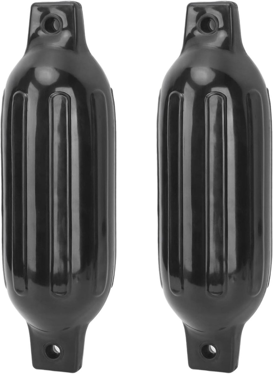 Allecto Plus - Opblaasbare Bootbumpers in PVC voor Jachten en Vissersboten, Zwart 2 Stuks