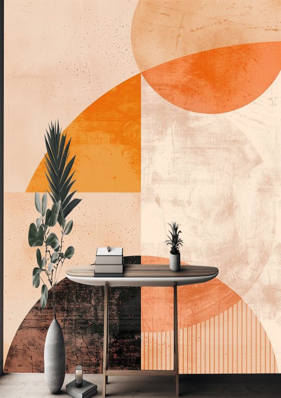 Peel & stick Fotobehang - Retro Geometric Elegance Wallpaper - 250x50 centimeter