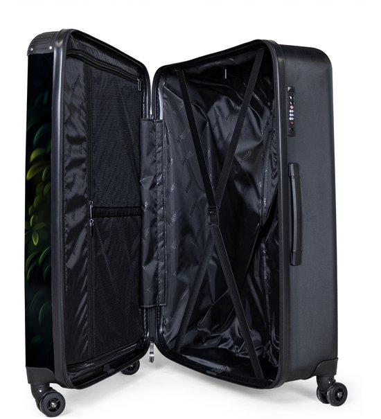 NoBoringSuitcases.com® - Grande valise - Valise de voyage légère - Dinosaurus et dragon dans une vallée de jungle enflammée - Trolley à 4 roues - Grand trolley XL - 98 litres de bagages