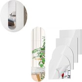 TSKDKIT HD zelfklevende spiegel, 4 stuks, geen glazen spiegel, spiegeltegels A4, zelfklevende spiegelbladen, flexibele spiegelfolie, zelfklevend acryl wanddecoratie, decoratieve spiegel, wandspiegel