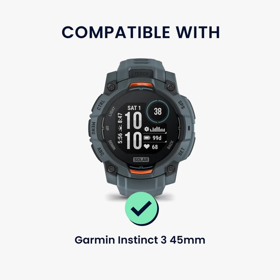 Zwart tactisch horloge met digitaal display, compatibel met Garmin Instinct 3 45mm.