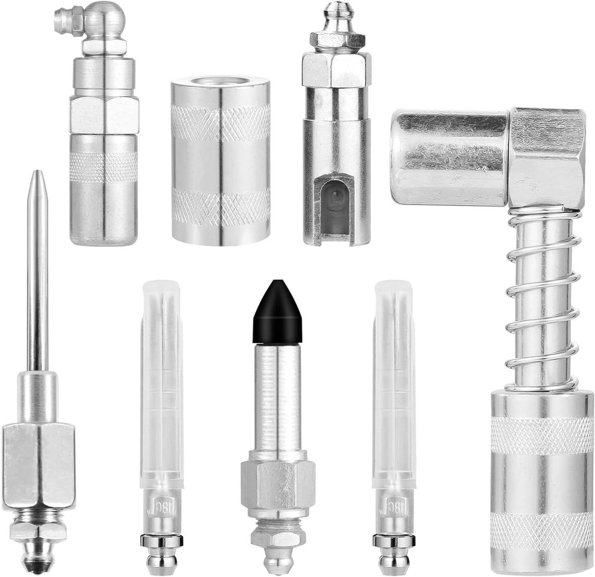 Allecto Plus - Accessoireset Vetnaalden 8 stuks Vetnaaldverdeler Vetnaald mondstuk Rubberen gewricht Vet Spuit 90 Graden Vet Spuit Rubberen Gewricht Montagegereedschap voor injectie van vet.