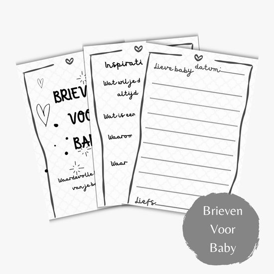 Babyshower invulkaarten - Set van 15 Brieven voor de Baby – A5 Formaat
