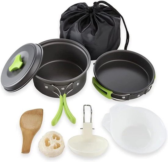 Home & Marker - Camping Kookset - Pannenset - Kookgerei Set - Antiaanbak - Opvouwbaar - 12 Delig - (680g) - COOKLAPSO