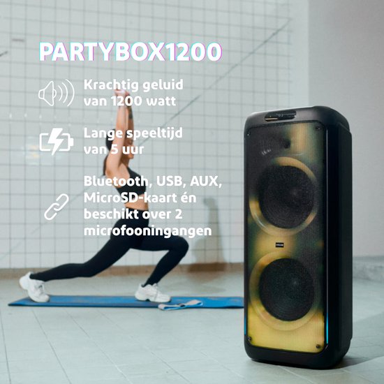 Salora PARTYBOX1200 - Party Speaker - Box - Partybox - Boombox - 1200 watt - LED verlichting van Salora — afbeelding 3