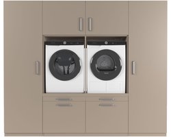 Wasophoogte® Wasmachine Kast Dublin - Wasmachine verhoger - Wasmachine ombouw - 700(D)*2530(B)*2110(H) mm - Taupe