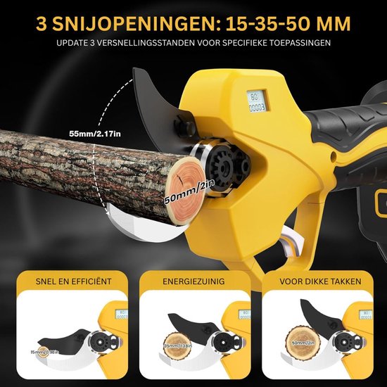 DailySupplies® Snoeischaar met Accu - Takkenschaar - Heggenschaar Elektrisch van DailySupplies® — afbeelding 5
