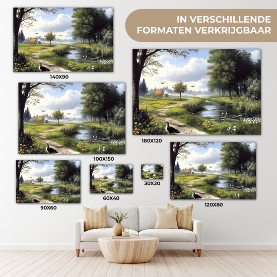 Tableau sur toile 120x80 cm - Décoration murale exclusive Chemin de sable - Paysage vert - Water - Décoration murale salon - Décoration chambre - Accessoires chambre - Peintures sur toile