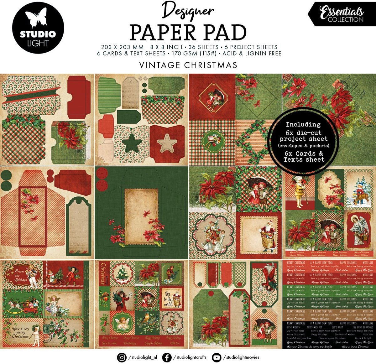 Collage paper pad Vintage christmas - Essentials nr. 374