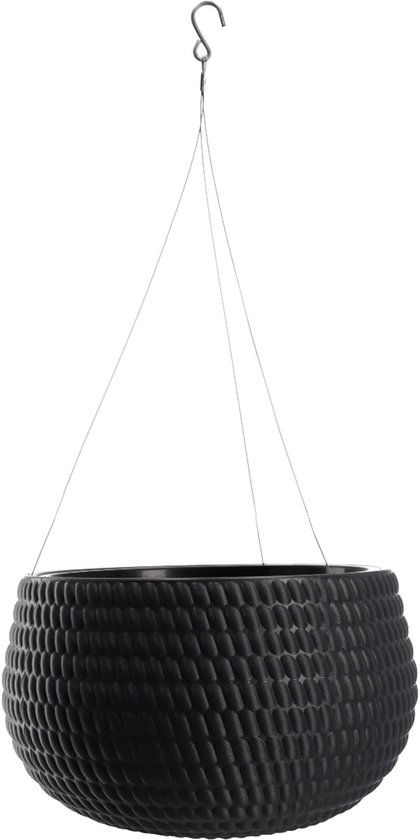 Pot suspendu KADAX, suspension pour fleurs avec chaîne et crochet, pot de fleurs suspendu pour plantes grimpantes, jardinière avec insert, protection des plantes pour l'intérieur et l'extérieur (diamètre 32 cm, noir)