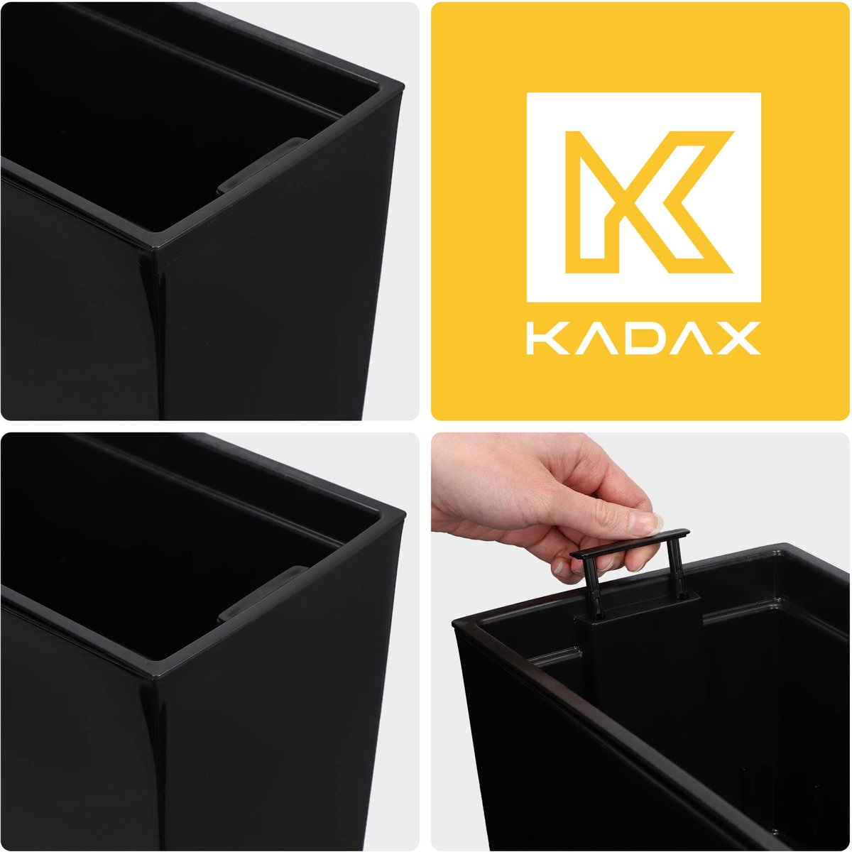 KADAX Bloembak van kunststof, 18,5 x 55,7 cm, 5 kleuren, bloempot met irrigatiebanden, balkonbak met inzetstuk, plantenbak voor buiten, bloembak ( rechthoekig, rotanpatroon, grafiet