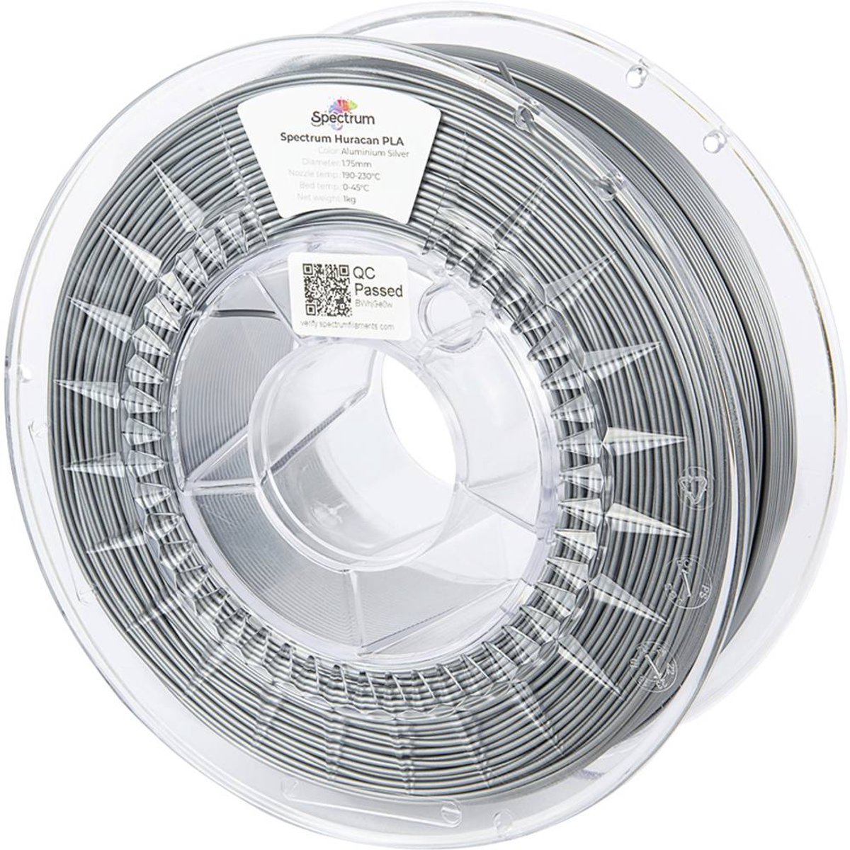 Spectrum Filaments 80918 Huracan PLA ALUMINIUM SILVER Filament PLA kunststof Highspeed filament, Verhoogde extrusionsra