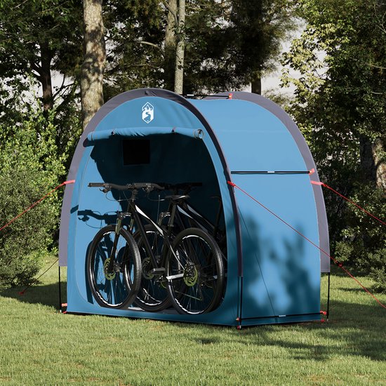 vidaXL - Fietstent - met - dak - met - opslag - Blauw - 210 - x - 90 - x - 174 - cm van Vidaxl — afbeelding 5