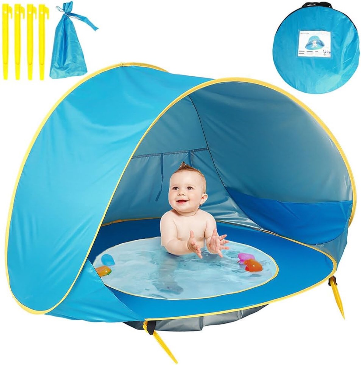 Lexium Strandtent baby - Zomeruitje - Baby zonnescherm - UV bescherming - Pop-up strandtent - Baby strandaccessoire - Vakantie met baby - Stranddag met kinderen - Baby schaduwdoek - Draagbare strandtent - Zonnescherm baby - Zandvrije speelplek - Baby