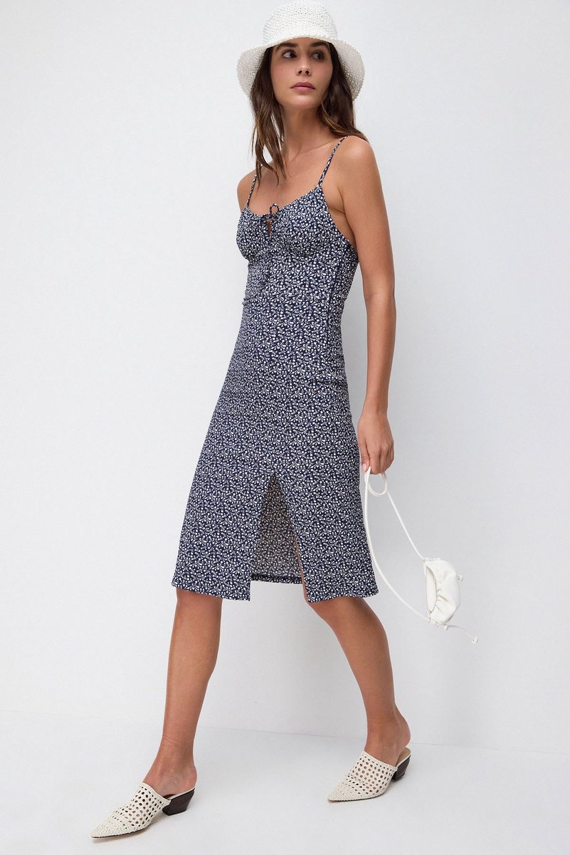 Mini-robe fendue à motif floral