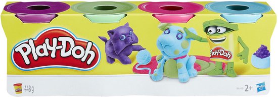 Play-Doh 4-pack Levendige kleuren - Potjes 85 gram - Boetseerklei
