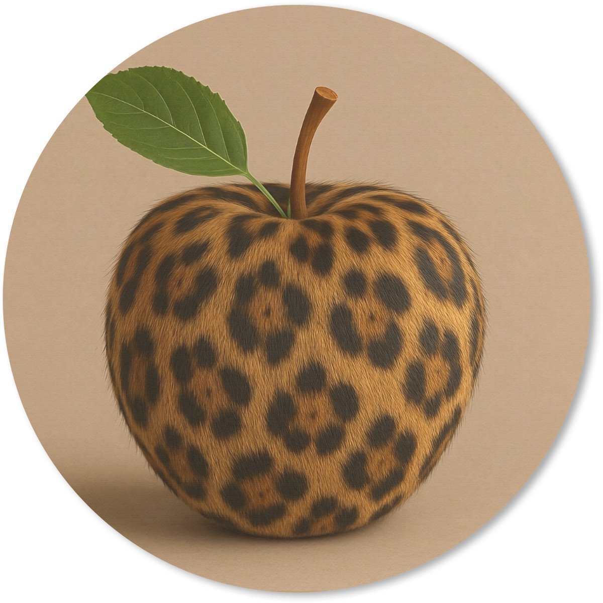 Muismat rond 20x20 cm - Mousepad Appel - Panter - Blaadje - Groen - Ronde muismatten