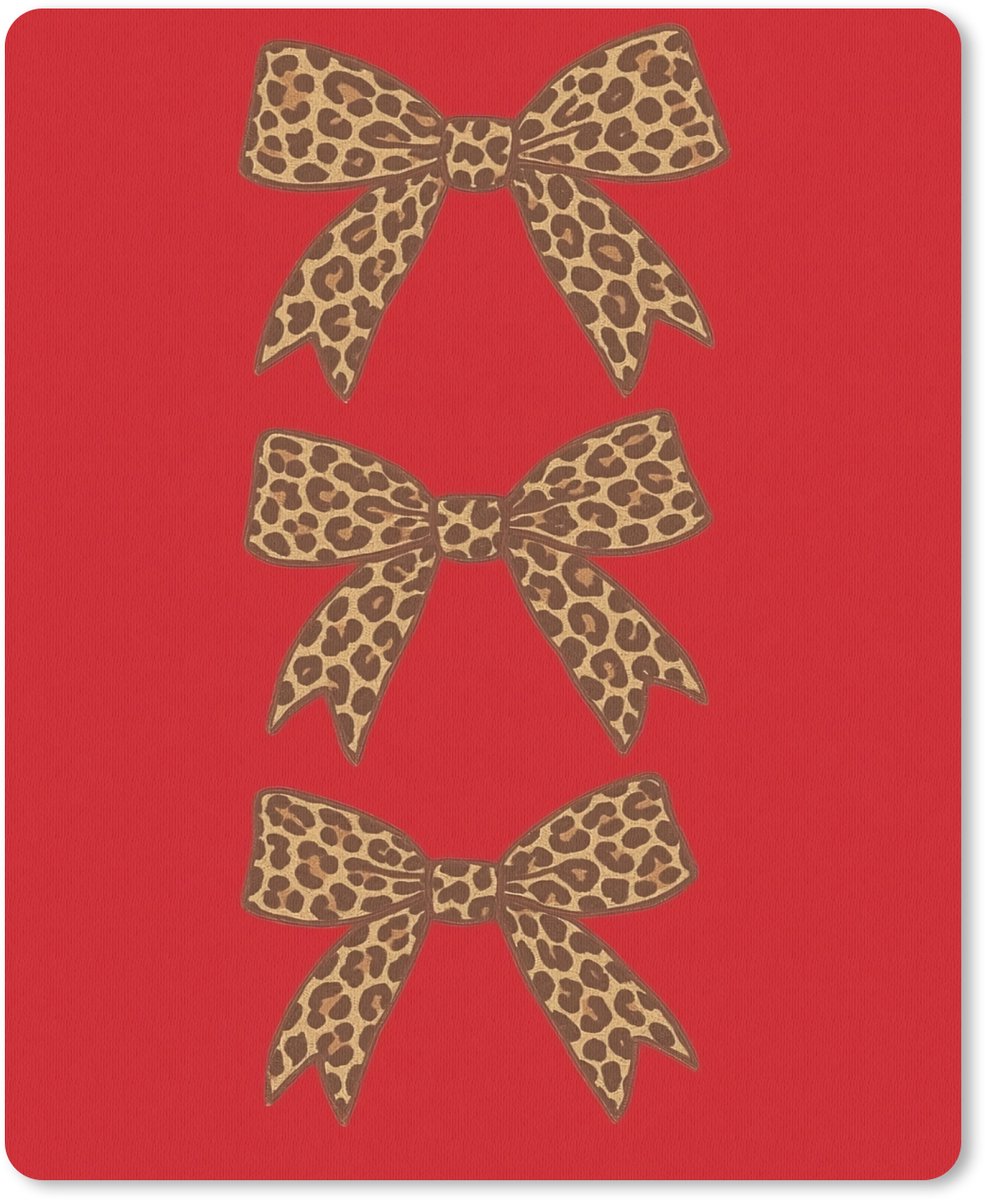 Muismat 19x23 cm - Mousepad Strikken - Panterprint - Rood - Muismatten