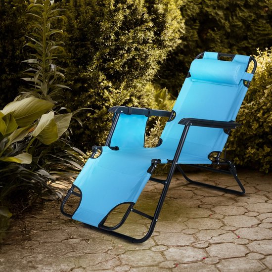 Outtec opvouwbare 2-in-1 ligstoel - tuinligstoel & campingbed met