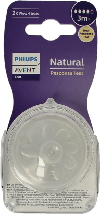 Philips Avent Natural Response speen in verpakking, flow 4, 3m+.