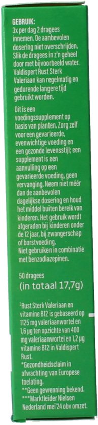 Valdispert Rust Sterk - Natuurlijk voedingssupplement met Valeriaanwortel voor rust & ontspanning* en vitamine B12- 50 tabletten