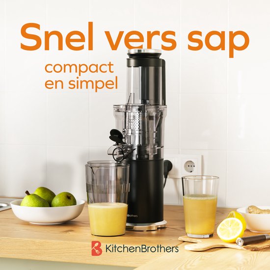KitchenBrothers Slowjuicer - Verticaal - Juicer - Groenten en Fruitpers - 80 mm - 750 ml - Zwart van KitchenBrothers — afbeelding 2
