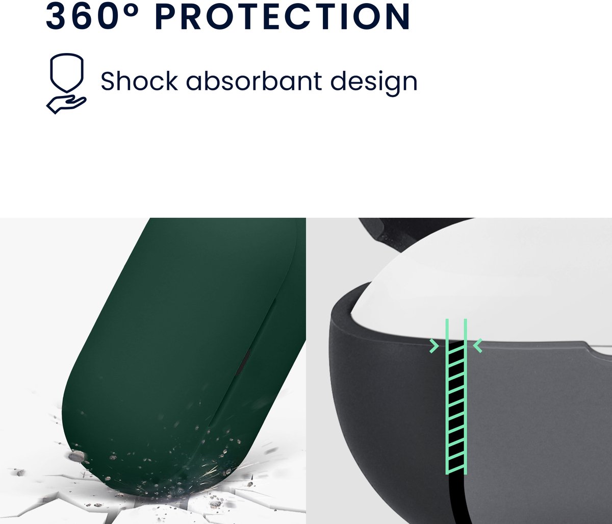 Housse Silicone Kwmobile Pour écouteurs Sony WF-C710N - Coque De Protection Antidérapante Vert Foncé - 2