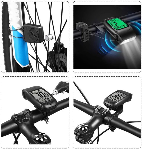 Draadloze fietscomputer - fietslamp voorlicht - fietslamp - koplamp - fiets - fiets voorlicht - LED - fietslamp en fietsbel - IPX5 waterdichte fietscomputer - Oplaadbare bel - 4 fietsverlichtingsstanden - 3-in-1 fietspakket — afbeelding 4
