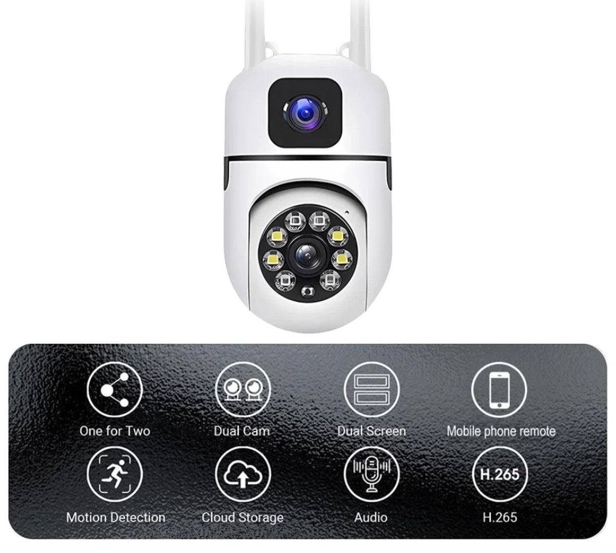 Afbeelding 3 van Gabrys® 2 -in- 1 Beveiligingscamera Voor Buiten en Binnen - 360° Draaibare Camera met Nachtzicht - 4MP Dubbele Lens - Bewegingsdetectie & Alarm - WiFi - Tweerichtingsaudio - Camerabewaking - 1 jaar garantie