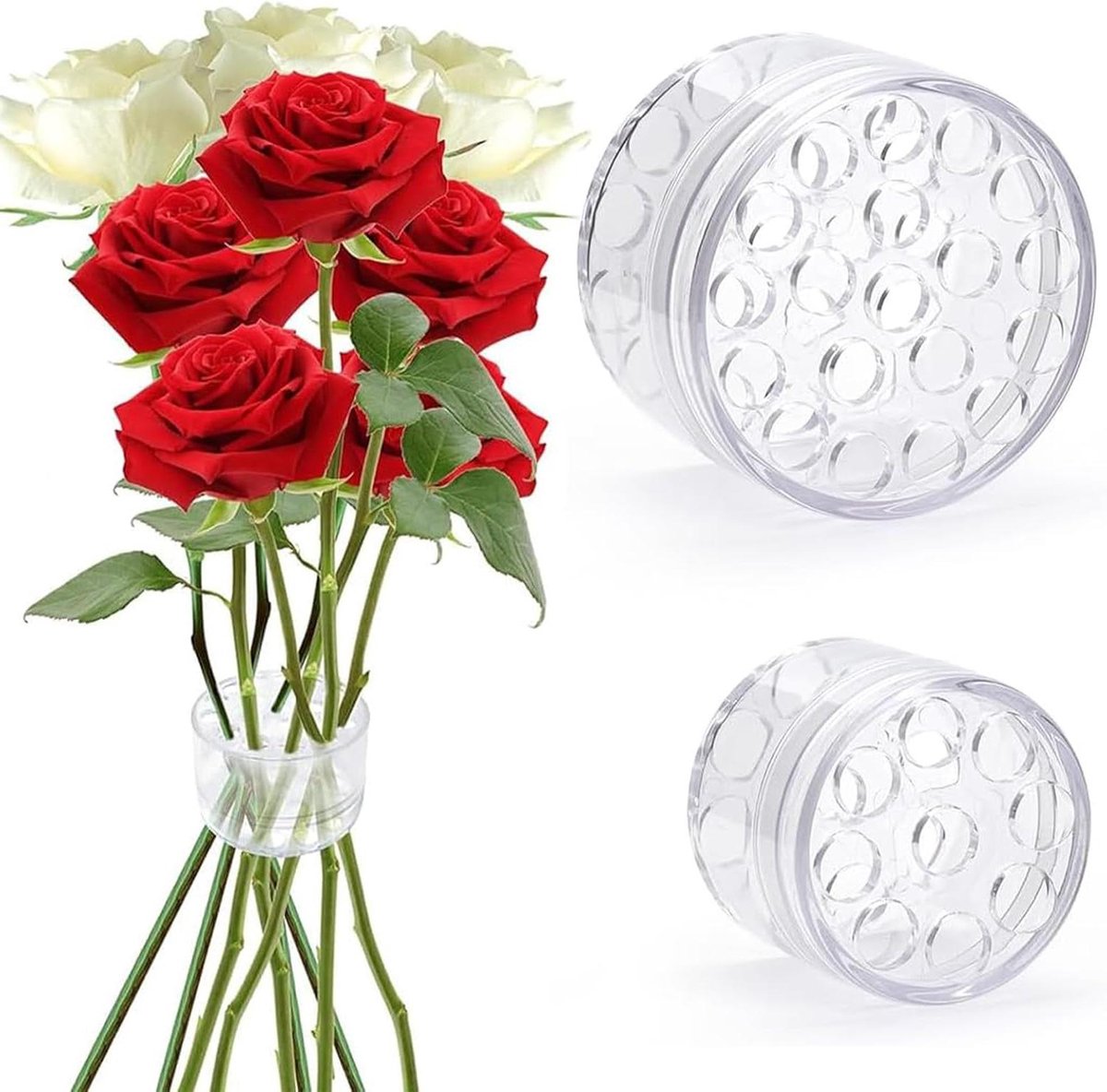 Allecto Plus - Bloemensteelhouders (2 stuks) voor bloemstelen met spiraal - Transparant - Ikebana Twister - Herbruikbaar - Vazen en deur bloemstukken - Boeket spiraal - Bloemen stengelhouder - Ontwerp voor Ikebana