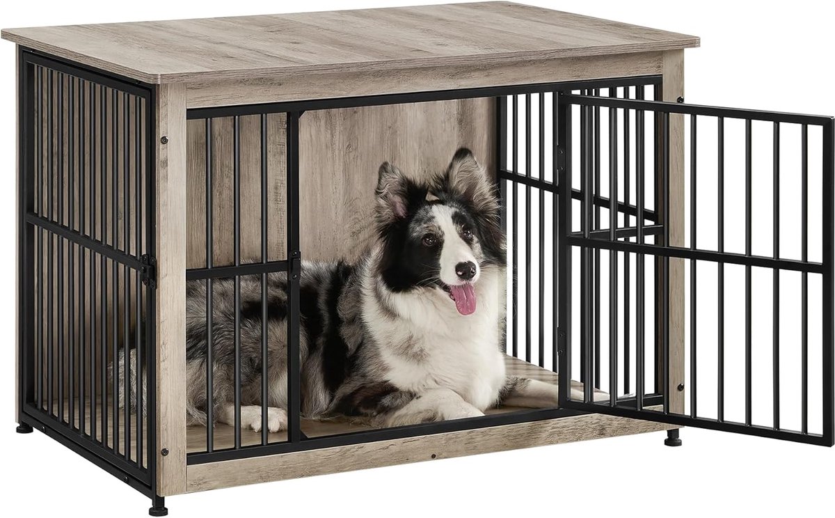 Imperatoris - Houten hondenbench - Hondenhok voor binnen en buiten - Hondenbench - Hondenhok - Kennel - 98x65x69 cm - grijs gevlekt