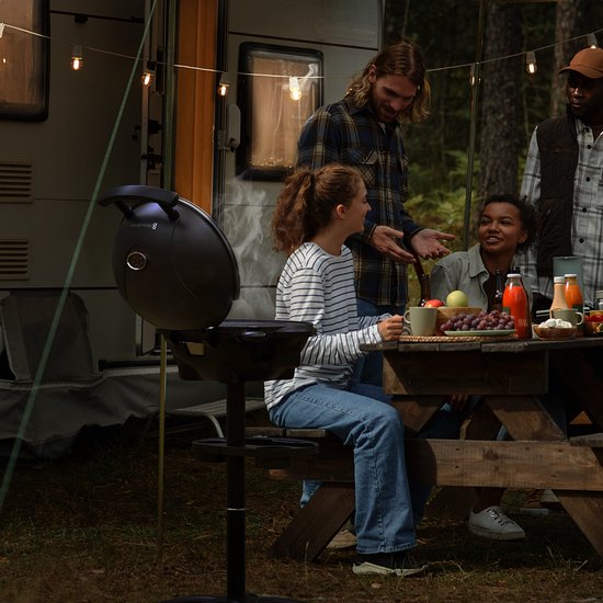 KitchenBrothers Elektrische BBQ - Opvouwbaar - Anti-aanbaklaag - PFAS-vrij - tot 250°C - 2400W - Zwart