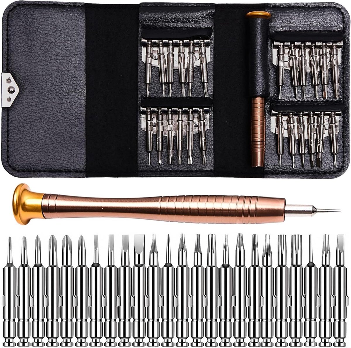 25-delige precisie schroevendraaierset voor brilreparatie - mini brillenschroevendraaierset met verwisselbare Torx-schroevendraaiers
