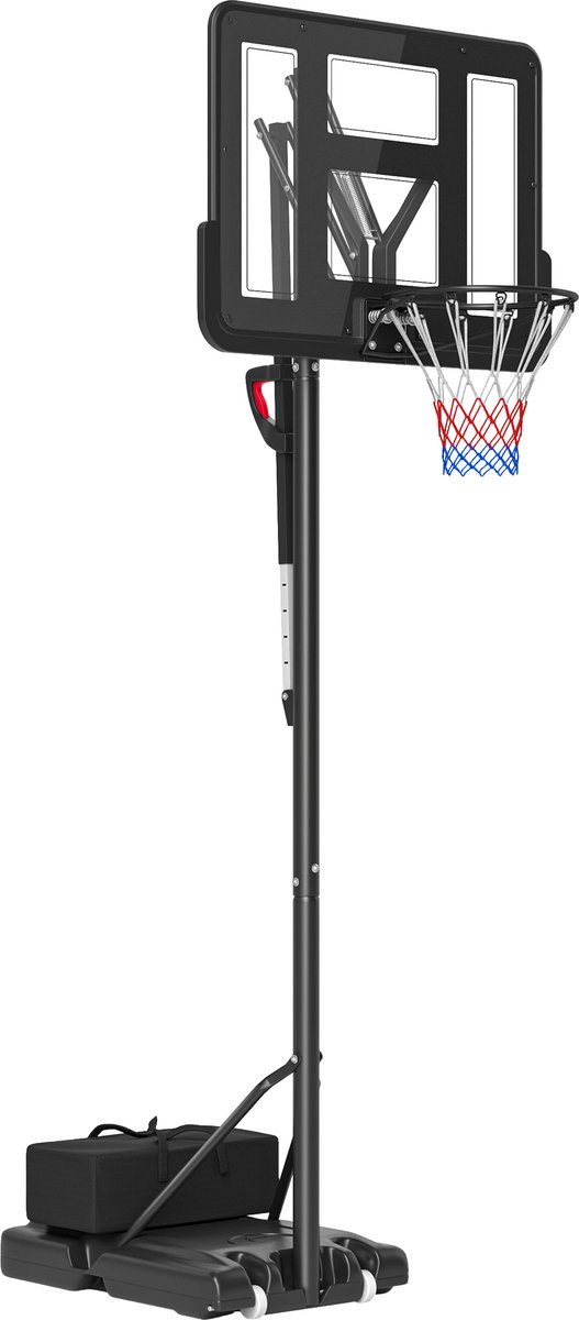 SPORTNOW-Basketballkorb-Stahl, Kunststoff-110L x 75B x 300-370H cm-Schwarz
