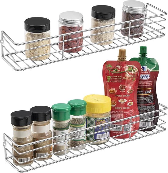 duozoanz Kastdeur-organizer, zelfklevend rek om op te hangen, zonder boren, deuropslag, hangend, keuken, wandrek, hangende opslag voor kast, badkamer, keuken, 2 stuks