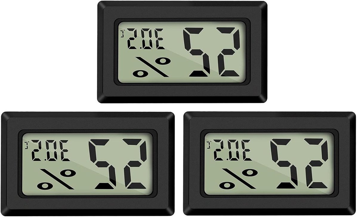 Digitale Thermometer en Hygrometer voor Koelkast Aquarium - Meet Temperatuur en Luchtvochtigheid - LCD-scherm - 3 Stuks -50°C~+70°C (3 stuks A)