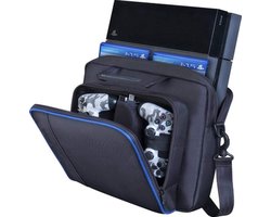 Carrying case voor game console - Beschermende tas met schouderriem en diverse vakken voor accessoires en games - Geschikt voor diverse gameconsoles - Zwart