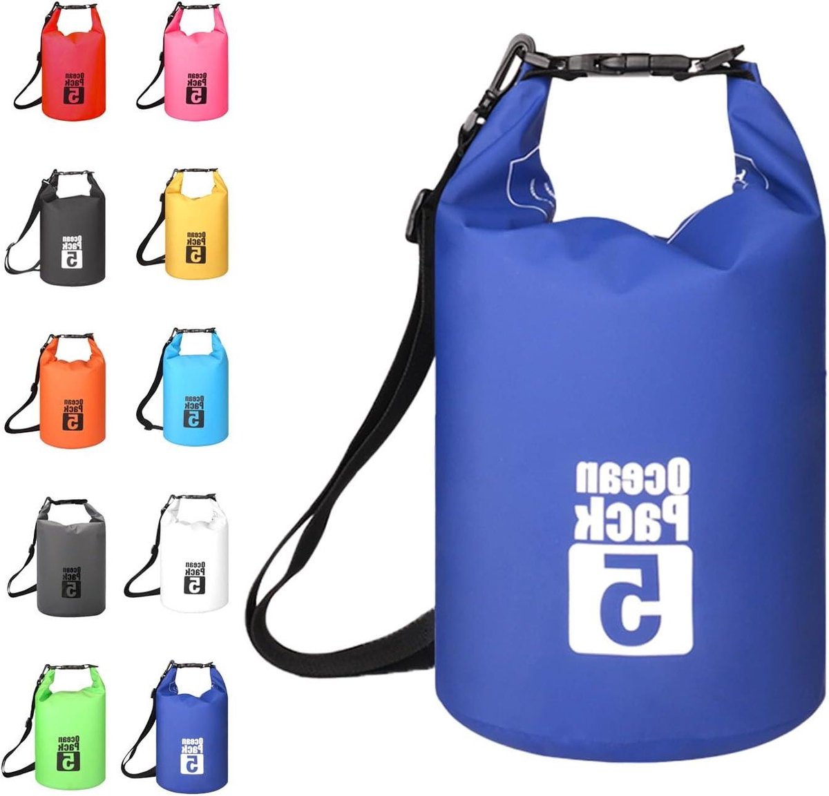 Allecto Plus - Waterdichte Zak met Lange Verstelbare Schouderriem - 5L - Blauw - Voor Outdoor Camping Raften Zwemmen Varen Surfen