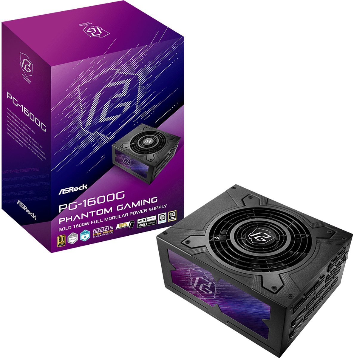 ASRock Phantom Gaming PG-1600G - 1.600W Cybenetics ETA Platinum 230V - volledig modulair