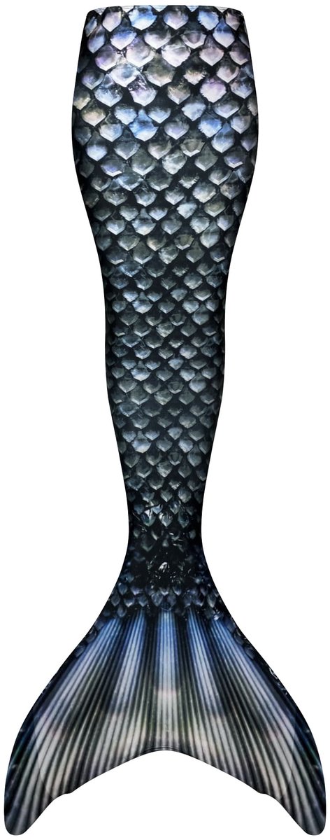 Zeemeerminstaart voor kinderen maat 12 (146-152) - Fin Fun Barracuda Black set met monovin met voetvakjes.