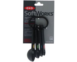 Oxo maatlepels set - 4 stuks kunststof keukenhulp zwart multicolor.