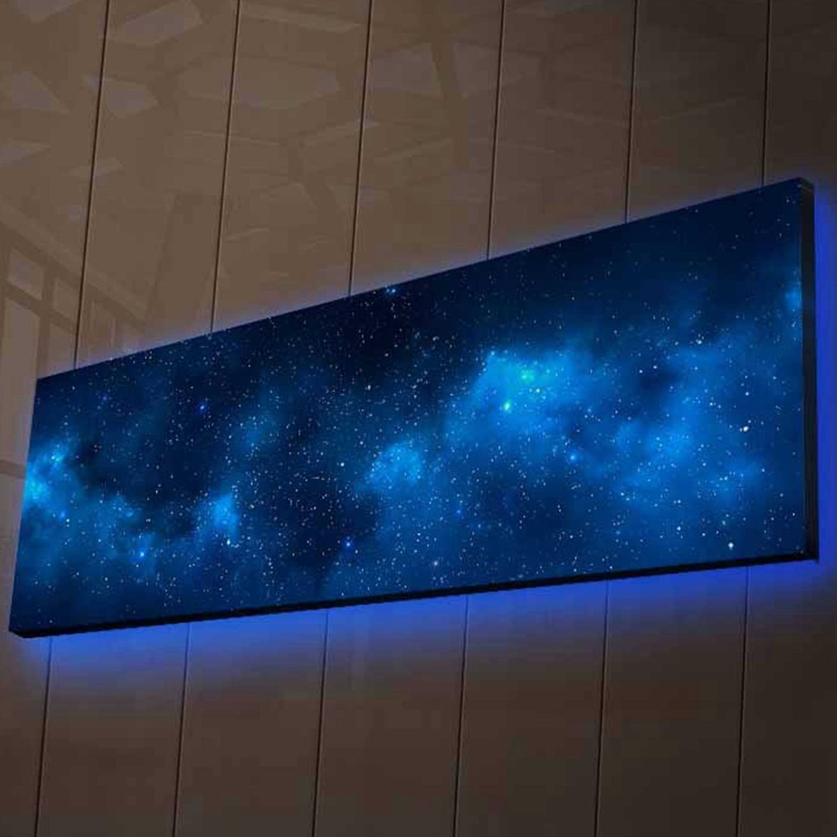 Woondecoratie - Ruimte Decoratief LED Verlicht Canvas Schilderij - Veelkleurig Suede Canvas - Perfecte Maat 20x90x3cm