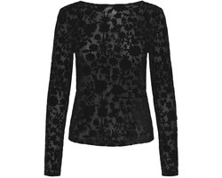 ONLY ONLTHEA L/S FLOCK TOP JRS Dames Top - Black Parry Flowers (Black)
