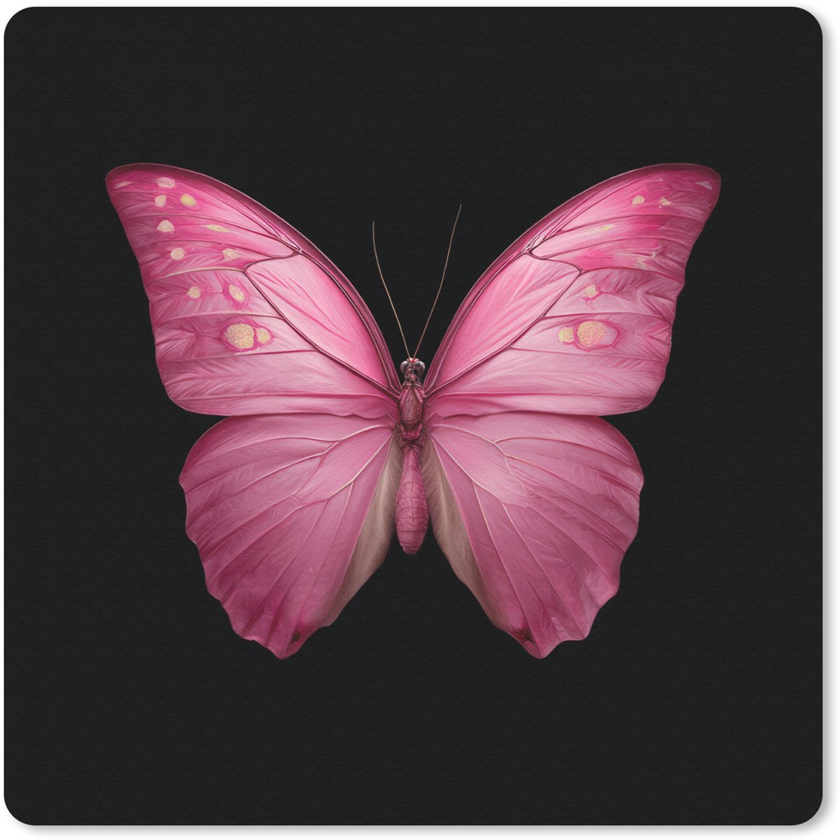Muismat 20x20 cm - Mousepad Vlinder - roze - Elegant - Muismatten
